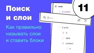  Панель слоев и поиск с заменой контента. Как правильно называть слои и ставить блоки. Фигма с нуля