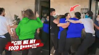 Karen SLAP Worker Then Gets a BRUTAL A$$ Beating