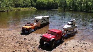 Rc scale boat LAUNCH SEA-DOOcamper trailer axial&traxxas car 4x4.