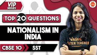 Top 20 Question From Nationalism in India Class 10 SST  CBSE Class 10