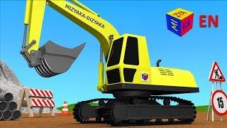 Trucks for children kids. Construction game Crawler excavator