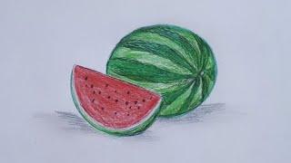 Watermelon drawing  How to draw a watermelon  Karpuz çizimi @sebnem_yucel_drawing_academy