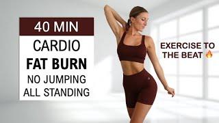 40 Min Fat Burning Cardio HIIT  No Jumping - All Standing Exercise to the Beat No Repeat