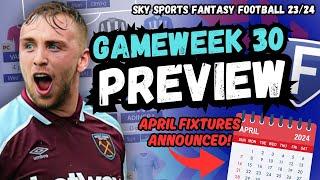 Gameweek 30 PREVIEW Sky Sports Fantasy Football 2324