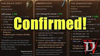 Diablo 4 - Devs confirm the 6 Super Rare Uniques & where they drop