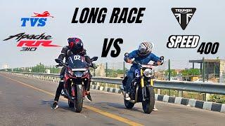 triumph speed 400 vs tvs Apache RR 310  DRAG RACE  insane battle 