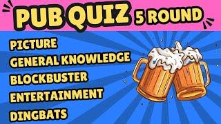 Online Pub Quiz 5 Rounds of Picture General Knowledge Blockbuster Entertainment and Dingbats