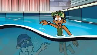 Video edukasi dengan peraturan keselamatan di kolam renang