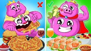 Healthy Food Vs Junk Food  Chef Pigsster Mukbang ASMR Pizza  Garten Of Banban 3 Cartoon Animation