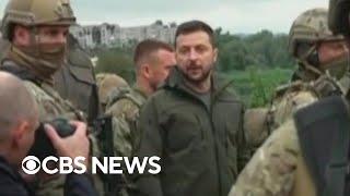 Ukraines Zelenskyy visits newly liberated towns