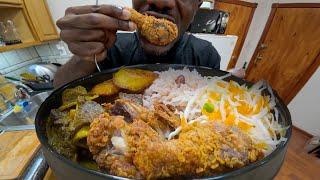 Cook with me Jamaicas National Dish Fried Chicken Curry Goat & Rice & Peas