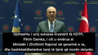 T.C. Dışişleri Bakanı Mevlüt Çavuşoğlundan Kosovaya 23 Nisan kutlama mesajı