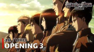 Attack on Titan - Opening 3 【Shinzou wo Sasageyo】 4K  UHD Creditless  CC