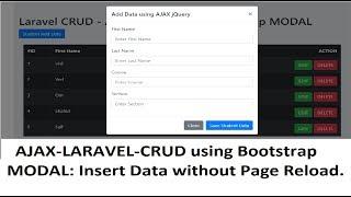 AJAX CRUD - Laravel Insert Data without Page Reload using AJAX jQuery with Bootstrap Modal