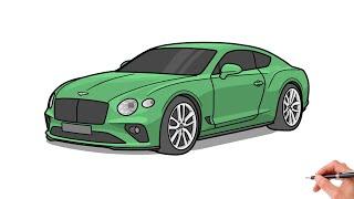 How to draw a BENTLEY CONTINENTAL 2019  drawing Bentley Continental gt 2018 sports car