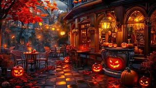 Relaxing Halloween Jazz Playlist - Mystery Coffee Shop Ambience & Crackling Fireplace  Fall Jazz