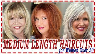 25 BestHairstyles 2024 for Women Over 50 to Look Younger.medium length haircuts.