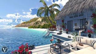 Maldives Beach House  Day & Sunset Ambience  Ocean Waves & Tropical Nature Sounds