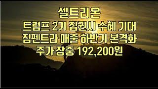  주식  셀트리온 트럼프 2기 집권시 수혜 기대짐펜트라 매출 하반기 본격화주가 장중 192200원