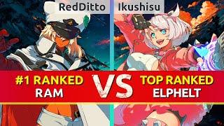 GGST ▰ RedDitto #1 Ranked Ramlethal vs Ikushisu TOP Ranked Elphelt. High Level Gameplay