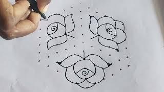 11*6 dots rangolieasy flower  rangolidaily muggulusaathwi rangoli