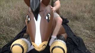 Riding the Horseplay Inflatable German Heavy Warmblood