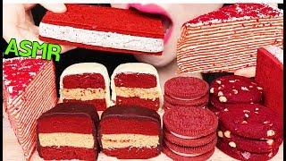 ASMR RED VELVET CAKE POP CREPE CAKE OREO COOKIES 레드벨벳 케이크팝 크레이프 케이크 아이스크림 먹방 EATING SOUNDS