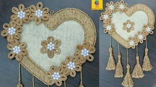 DIY Heart Shaped Wall Hanging with Jute Rope  Wall Decor Showpiece Making Using Jute Rope