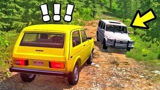 BEAMNG DRIVE -  НИВА ПРОТИВ ГЕЛИКА ПО РУССКИМ ДОРОГАМ ВАЗ 2121 ПРОТИВ ГЕЛЕНДВАГЕНА ОФФРОАД  ГАРВИН