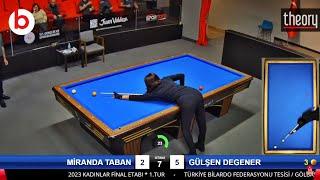 GÜLŞEN DEGENER vs MİRANDA TABAN  3 BANT BİLARDO KADINLAR FİNAL ETABI 1.TUR  billiards