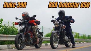 BSA Goldstar 650 vs Duke 390 Drag Race