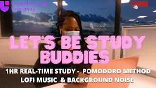 STUDY WITH ME - 1HR POMODORO REALTIME STUDY WITH LOFI MUSIC & BACKGROUND MUSIC