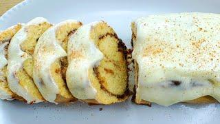 Quick Delicious Cake Recipe - Starbucks Style Cake in 5 Minutes Cinnamon Roll Cake with Frosting