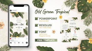 TEMPLATE UNDANGAN DIGITAL GRATIS  OLD GREEN TROPICAL  POWERPOINT