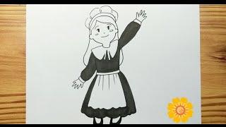 HOW TO DRAW PILGRIM GIRL