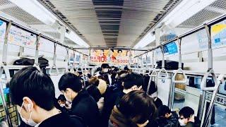 How does it feel to commute crowded subway train in Tokyo Japan?