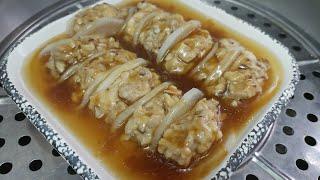 Masakan hongkong stim lobak putih daging ayam jamur siram saos tiram@liyamenul