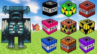 Can Warden survive the explosions of Nuclear TNTs? Warden vs POWERFUL TNT in Minecraft