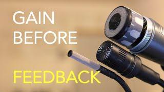 Microphone gain before feedback comparison.