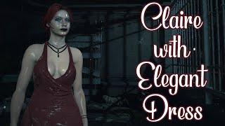 Resident Evil 2 Remake Claire with Red Elegant Dress Mod