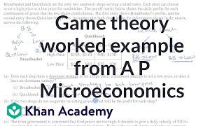 Game theory worked example from A P  Microeconomics