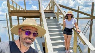 ‍Live #73 O deck da piscina de travertino tá pronto. Temos guarda corpo no boathouse