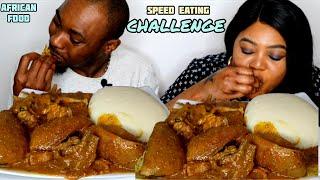 ASMR FUFU AND OGBONO SOUP WITH ASSORTED MEAT  SPEED EATING CHALLENGE  AFRICAN FOOD #TheAdimFamily