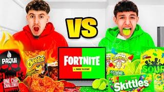 Last To Stop Eating SPICY VS SOUR Food While Playing Fortnite Wins $1000