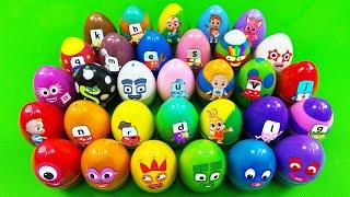 Rainbow Eggs Looking Numberblocks Alphablocks Pinkfong Hogi Cocomelon Mix Slime Coloring ASMR