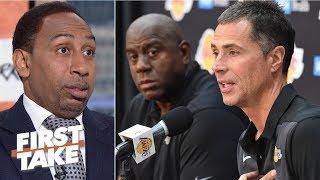 Stephen A. reacts to Magic Johnson accusing Lakers GM Rob Pelinka of ‘backstabbing’  First Take