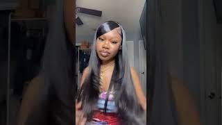 Purple clip in w silky straight lace wig  Must try i#wigs #blackgirlmagic #viral