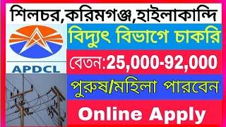 অসম বিদ্যুৎ বিভাগে চাকরি  APDCL Recruitment 2024  Job In APDCL 2024  Assam Government Job 2024