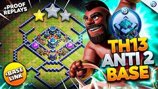 The ULTIMATE TH13 ANTI 2 STAR BASE with LINK 2024  Town Hall 13 Trophy Base ANALYSIS + PROOF Replay