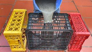 Very simple Very easy to do. How to make a Coffee Table from Plastic Basket and Cement